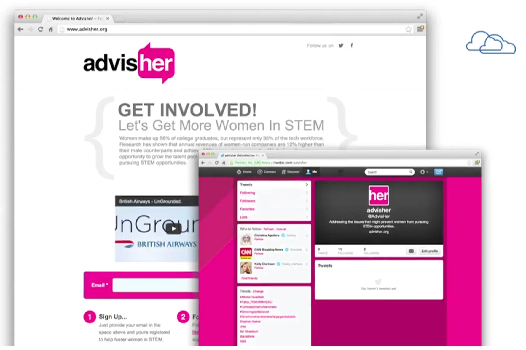 AdvisHer platform &mdash; connecting women in STEM with mentors across borders.