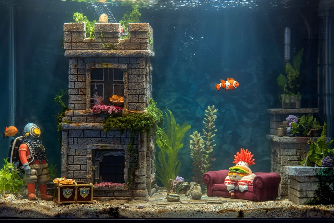 Goldfish tank: couch chicken